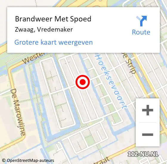 Locatie op kaart van de 112 melding: Brandweer Met Spoed Naar Zwaag, Vredemaker op 18 januari 2018 10:42