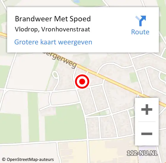 Locatie op kaart van de 112 melding: Brandweer Met Spoed Naar Vlodrop, Vronhovenstraat op 18 januari 2018 10:42