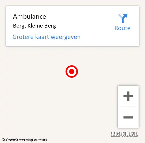Locatie op kaart van de 112 melding: Ambulance Berg, Kleine Berg op 18 januari 2018 10:46