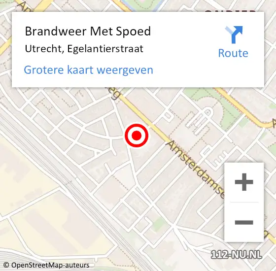 Locatie op kaart van de 112 melding: Brandweer Met Spoed Naar Utrecht, Egelantierstraat op 18 januari 2018 10:47