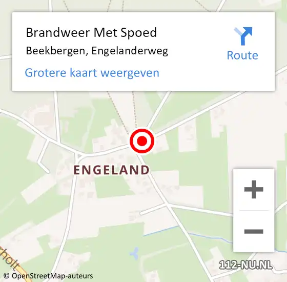 Locatie op kaart van de 112 melding: Brandweer Met Spoed Naar Beekbergen, Engelanderweg op 18 januari 2018 10:50