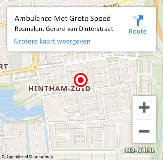 Locatie op kaart van de 112 melding: Ambulance Met Grote Spoed Naar Rosmalen, Gerard van Dinterstraat op 18 januari 2018 10:53