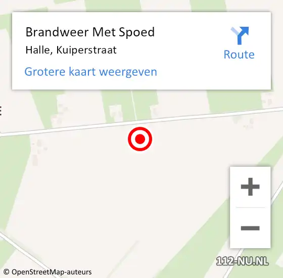 Locatie op kaart van de 112 melding: Brandweer Met Spoed Naar Halle, Kuiperstraat op 18 januari 2018 10:53