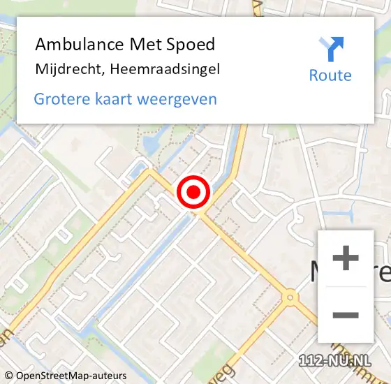 Locatie op kaart van de 112 melding: Ambulance Met Spoed Naar Mijdrecht, Heemraadsingel op 18 januari 2018 10:56