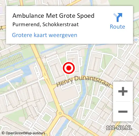 Locatie op kaart van de 112 melding: Ambulance Met Grote Spoed Naar Purmerend, Schokkerstraat op 18 januari 2018 10:57