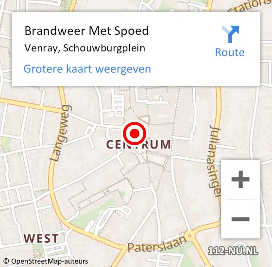 Locatie op kaart van de 112 melding: Brandweer Met Spoed Naar Venray, Schouwburgplein op 18 januari 2018 10:58