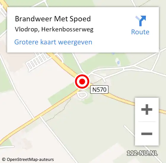 Locatie op kaart van de 112 melding: Brandweer Met Spoed Naar Vlodrop, Herkenbosserweg op 18 januari 2018 10:59