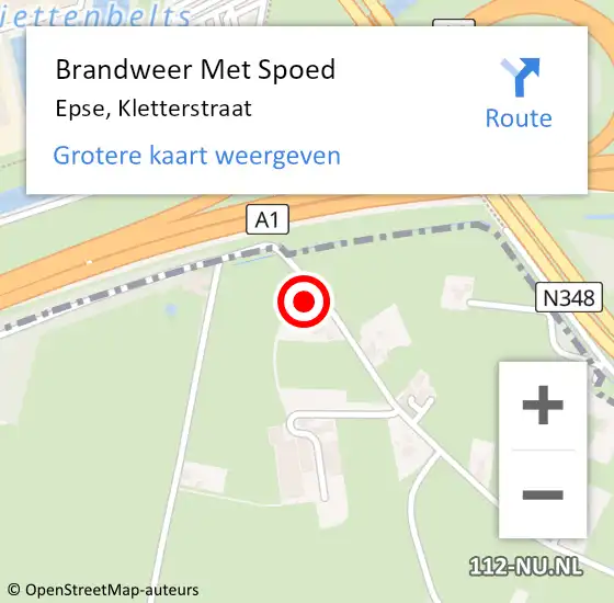 Locatie op kaart van de 112 melding: Brandweer Met Spoed Naar Epse, Kletterstraat op 18 januari 2018 11:01