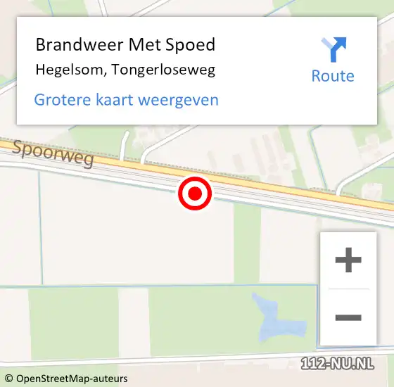 Locatie op kaart van de 112 melding: Brandweer Met Spoed Naar Hegelsom, Tongerloseweg op 18 januari 2018 11:03