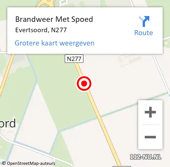 Locatie op kaart van de 112 melding: Brandweer Met Spoed Naar Evertsoord, N277 op 18 januari 2018 11:03