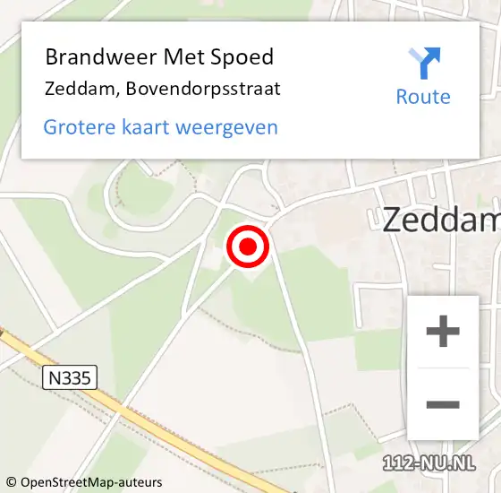 Locatie op kaart van de 112 melding: Brandweer Met Spoed Naar Zeddam, Bovendorpsstraat op 18 januari 2018 11:03