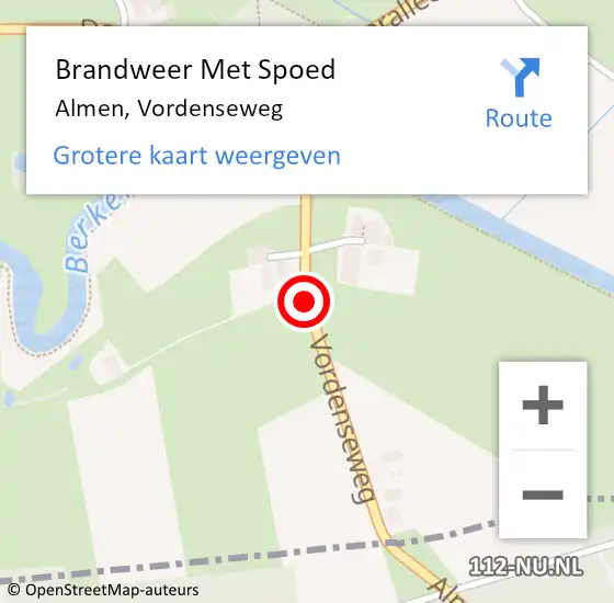 Locatie op kaart van de 112 melding: Brandweer Met Spoed Naar Almen, Vordenseweg op 18 januari 2018 11:06