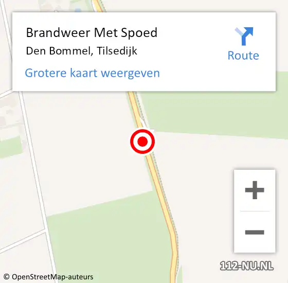 Locatie op kaart van de 112 melding: Brandweer Met Spoed Naar Den Bommel, Tilsedijk op 18 januari 2018 11:06