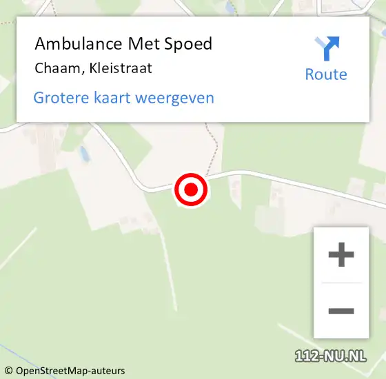 Locatie op kaart van de 112 melding: Ambulance Met Spoed Naar Chaam, Kleistraat op 18 januari 2018 11:07