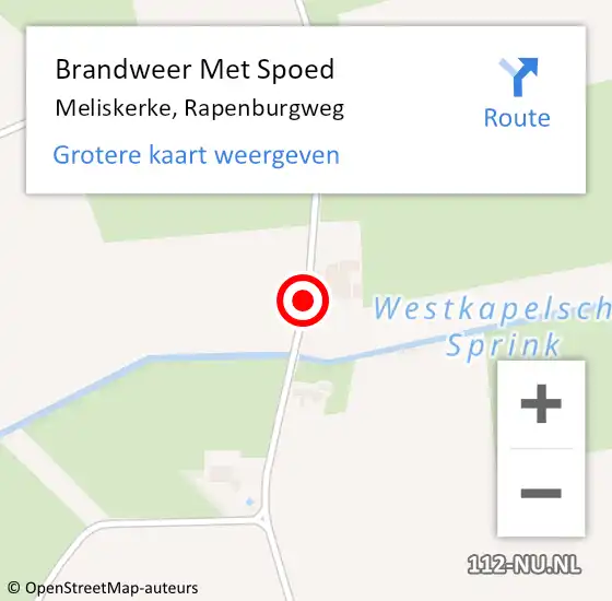 Locatie op kaart van de 112 melding: Brandweer Met Spoed Naar Meliskerke, Rapenburgweg op 18 januari 2018 11:09