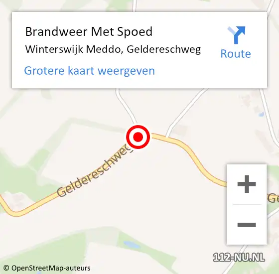 Locatie op kaart van de 112 melding: Brandweer Met Spoed Naar Winterswijk Meddo, Geldereschweg op 18 januari 2018 11:11