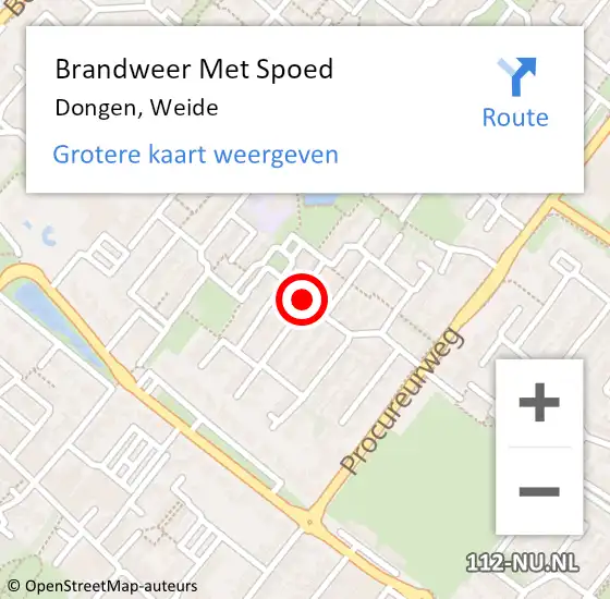 Locatie op kaart van de 112 melding: Brandweer Met Spoed Naar Dongen, Weide op 18 januari 2018 11:12