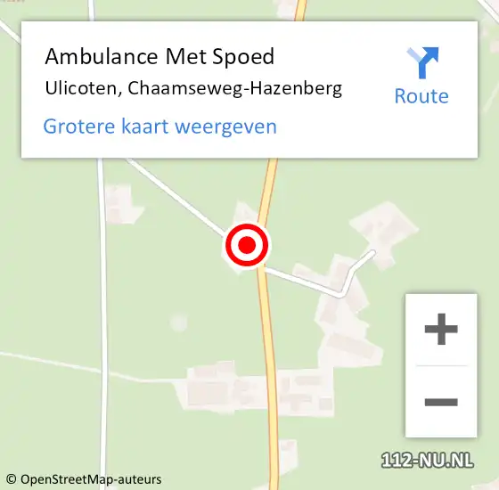 Locatie op kaart van de 112 melding: Ambulance Met Spoed Naar Ulicoten, Chaamseweg-Hazenberg op 18 januari 2018 11:12