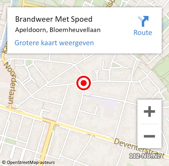 Locatie op kaart van de 112 melding: Brandweer Met Spoed Naar Apeldoorn, Bloemheuvellaan op 18 januari 2018 11:13