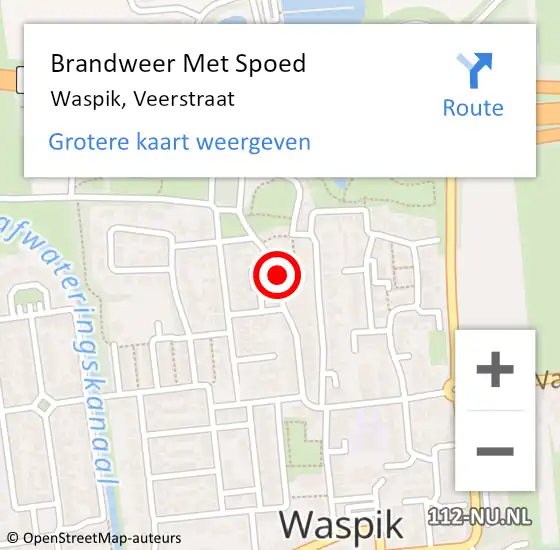 Locatie op kaart van de 112 melding: Brandweer Met Spoed Naar Waspik, Veerstraat op 18 januari 2018 11:18