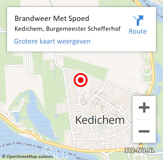 Locatie op kaart van de 112 melding: Brandweer Met Spoed Naar Kedichem, Burgemeester Schefferhof op 18 januari 2018 11:19