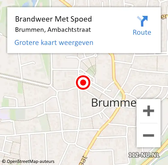 Locatie op kaart van de 112 melding: Brandweer Met Spoed Naar Brummen, Ambachtstraat op 18 januari 2018 11:20