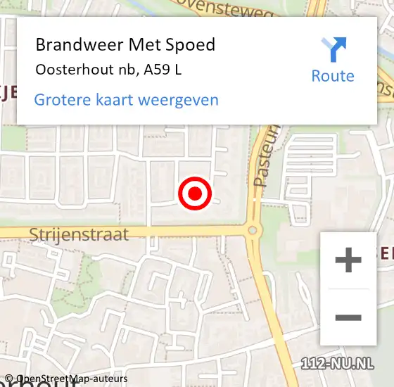 Locatie op kaart van de 112 melding: Brandweer Met Spoed Naar Oosterhout nb, A27 R op 18 januari 2018 11:22