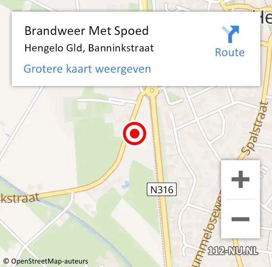 Locatie op kaart van de 112 melding: Brandweer Met Spoed Naar Hengelo Gld, Banninkstraat op 18 januari 2018 11:22