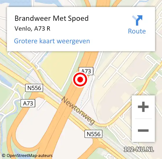 Locatie op kaart van de 112 melding: Brandweer Met Spoed Naar Venlo, A73 R op 18 januari 2018 11:22