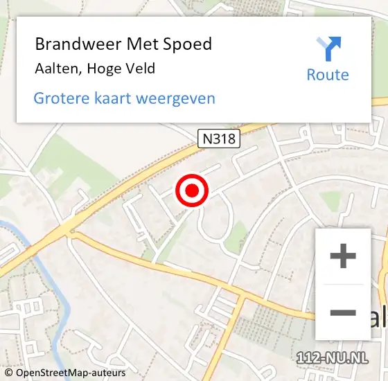 Locatie op kaart van de 112 melding: Brandweer Met Spoed Naar Aalten, Hoge Veld op 18 januari 2018 11:25