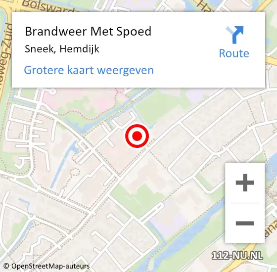 Locatie op kaart van de 112 melding: Brandweer Met Spoed Naar Sneek, Hemdijk op 18 januari 2018 11:25