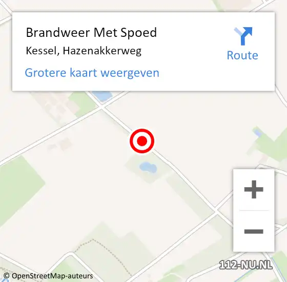 Locatie op kaart van de 112 melding: Brandweer Met Spoed Naar Kessel, Hazenakkerweg op 18 januari 2018 11:28