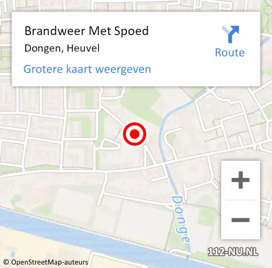 Locatie op kaart van de 112 melding: Brandweer Met Spoed Naar Dongen, Heuvel op 18 januari 2018 11:30