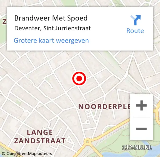 Locatie op kaart van de 112 melding: Brandweer Met Spoed Naar Deventer, Sint Jurrienstraat op 18 januari 2018 11:36