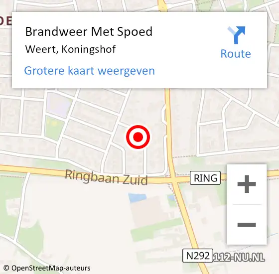 Locatie op kaart van de 112 melding: Brandweer Met Spoed Naar Weert, Koningshof op 18 januari 2018 11:37