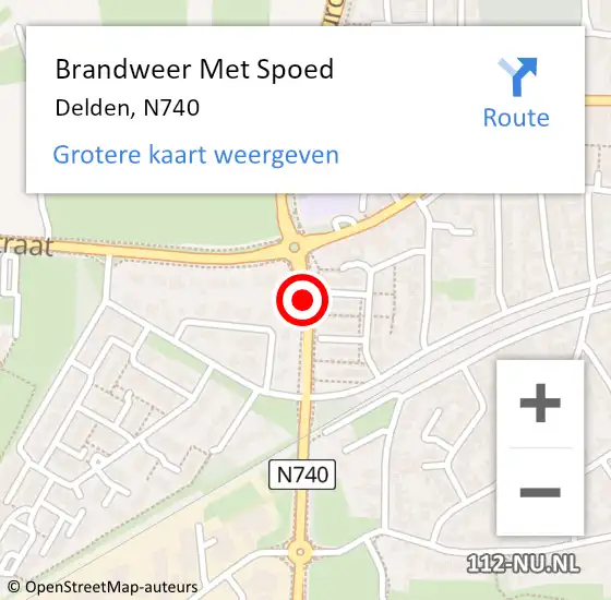 Locatie op kaart van de 112 melding: Brandweer Met Spoed Naar Delden, N740 op 18 januari 2018 11:37