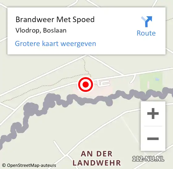 Locatie op kaart van de 112 melding: Brandweer Met Spoed Naar Vlodrop, Boslaan op 18 januari 2018 11:39