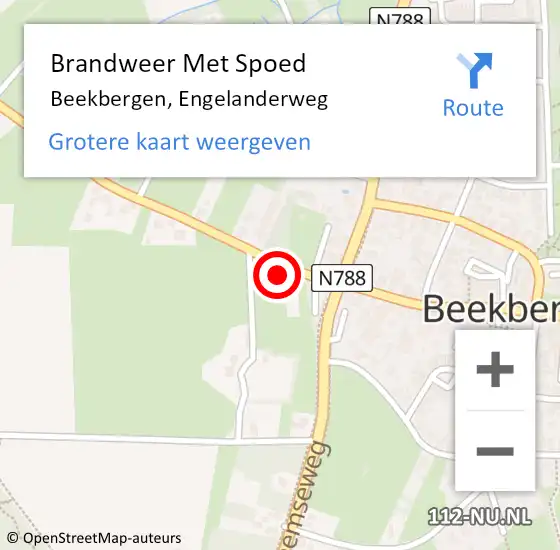 Locatie op kaart van de 112 melding: Brandweer Met Spoed Naar Beekbergen, Engelanderweg op 18 januari 2018 11:39