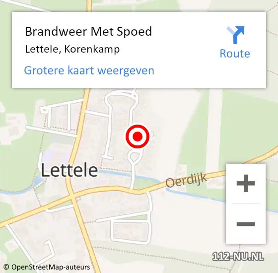 Locatie op kaart van de 112 melding: Brandweer Met Spoed Naar Lettele, Korenkamp op 18 januari 2018 11:40