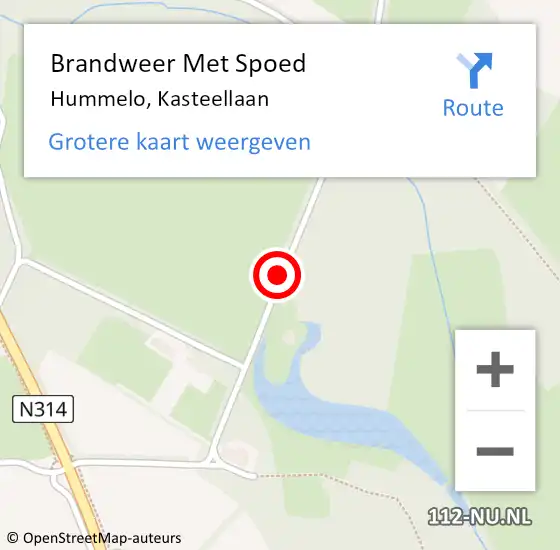 Locatie op kaart van de 112 melding: Brandweer Met Spoed Naar Hummelo, Kasteellaan op 18 januari 2018 11:43