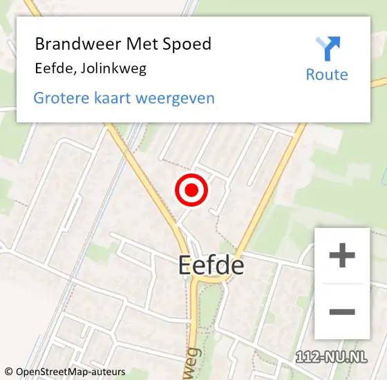 Locatie op kaart van de 112 melding: Brandweer Met Spoed Naar Eefde, Jolinkweg op 18 januari 2018 11:43