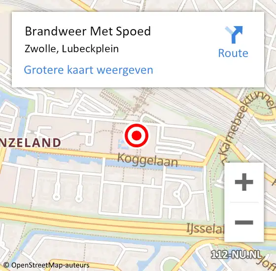 Locatie op kaart van de 112 melding: Brandweer Met Spoed Naar Zwolle, Lubeckplein op 18 januari 2018 11:44