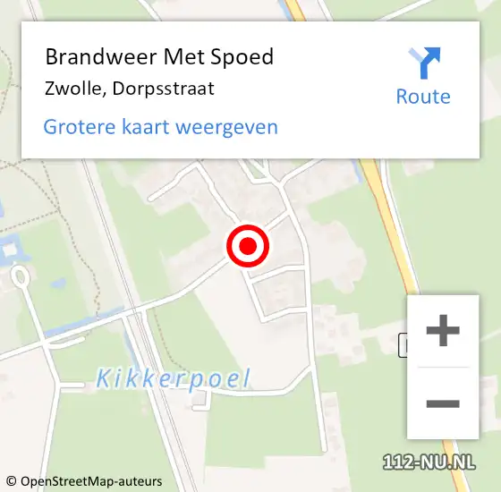 Locatie op kaart van de 112 melding: Brandweer Met Spoed Naar Zwolle, Dorpsstraat op 18 januari 2018 11:44