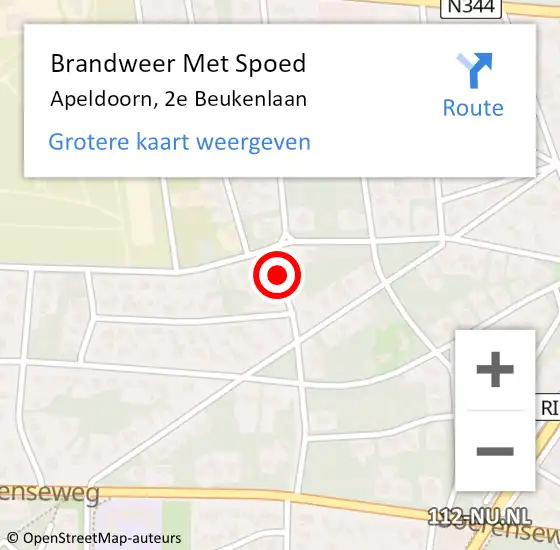 Locatie op kaart van de 112 melding: Brandweer Met Spoed Naar Apeldoorn, 2e Beukenlaan op 18 januari 2018 11:45