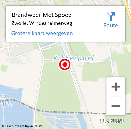 Locatie op kaart van de 112 melding: Brandweer Met Spoed Naar Zwolle, Windesheimerweg op 18 januari 2018 11:45