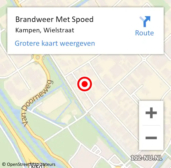 Locatie op kaart van de 112 melding: Brandweer Met Spoed Naar Kampen, Wielstraat op 18 januari 2018 11:45