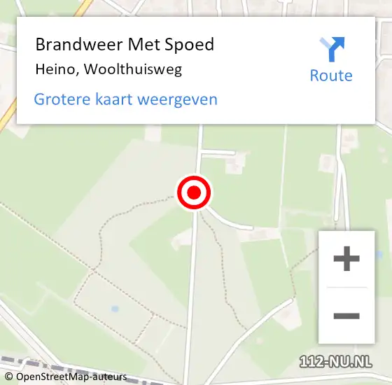 Locatie op kaart van de 112 melding: Brandweer Met Spoed Naar Heino, Woolthuisweg op 18 januari 2018 11:47