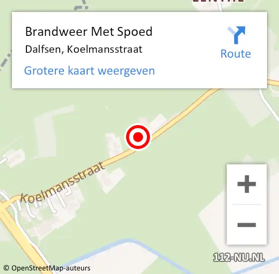 Locatie op kaart van de 112 melding: Brandweer Met Spoed Naar Dalfsen, Koelmansstraat op 18 januari 2018 11:48