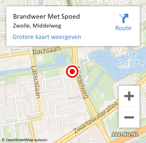 Locatie op kaart van de 112 melding: Brandweer Met Spoed Naar Zwolle, Middelweg op 18 januari 2018 11:49