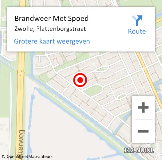 Locatie op kaart van de 112 melding: Brandweer Met Spoed Naar Zwolle, Plattenborgstraat op 18 januari 2018 11:49